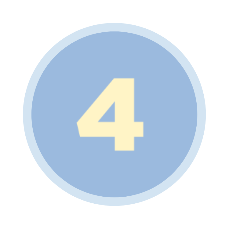 Light blue circular button with the number 4 in the center in pale yellow.
