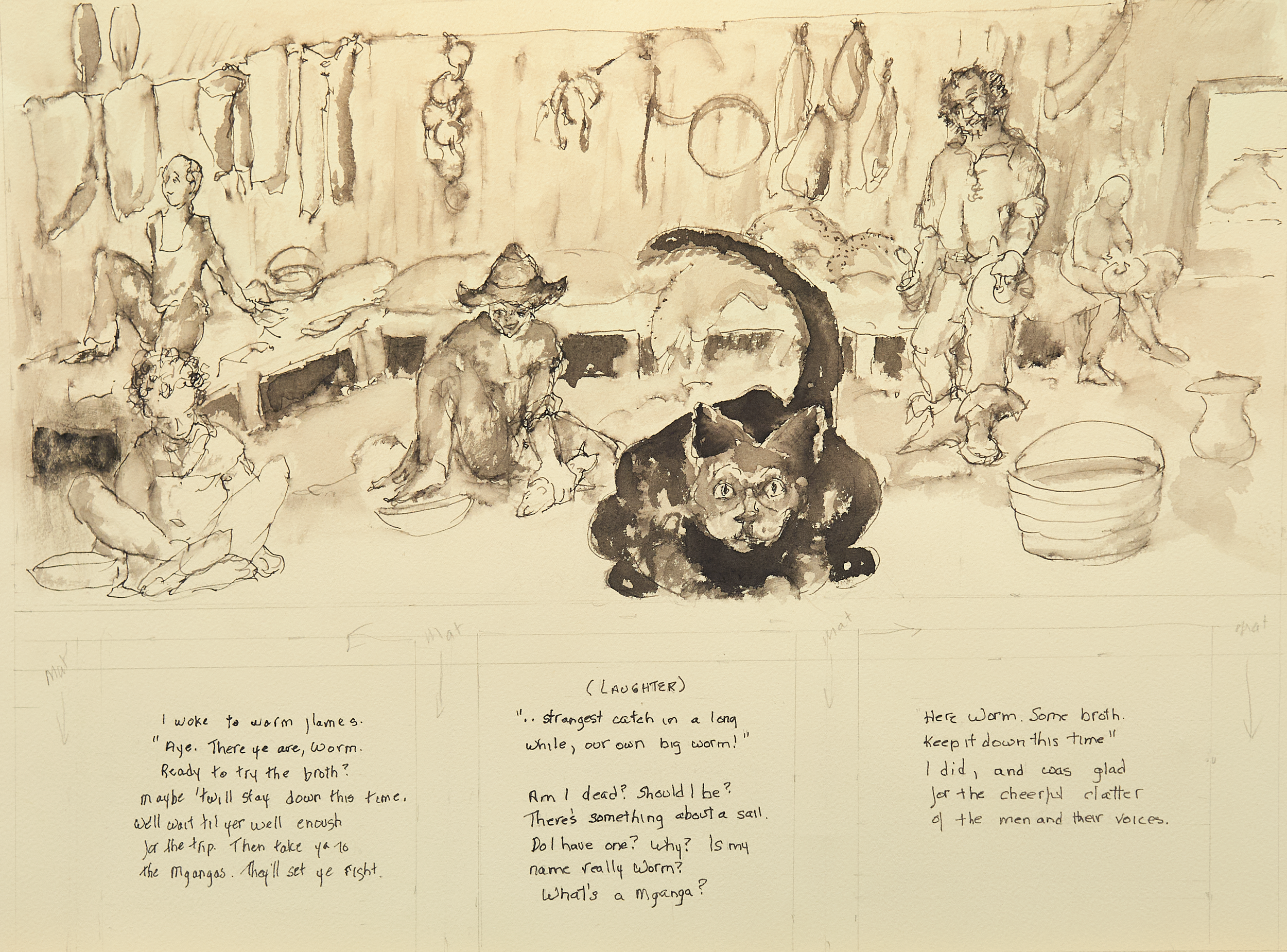 Inside the Cabin, 16 1/2 x 22 1/8