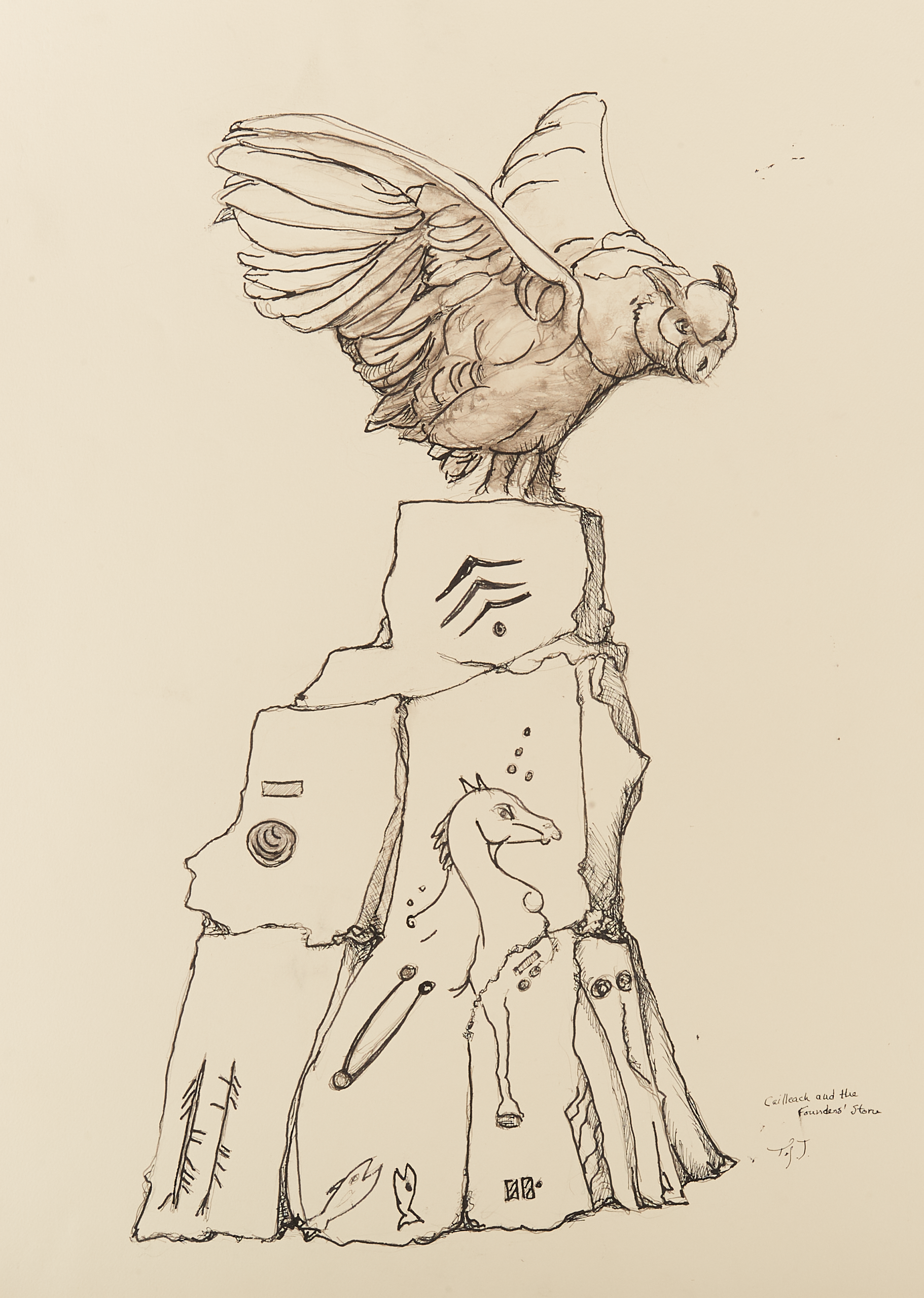 Cailleach Guards the Rune Stone, 30 x 21 1/4