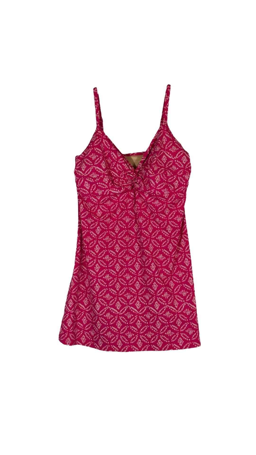 Lands' End Pink & White One Piece Swimsuit / Swim Dress w/ Underwire Support (Size 16)