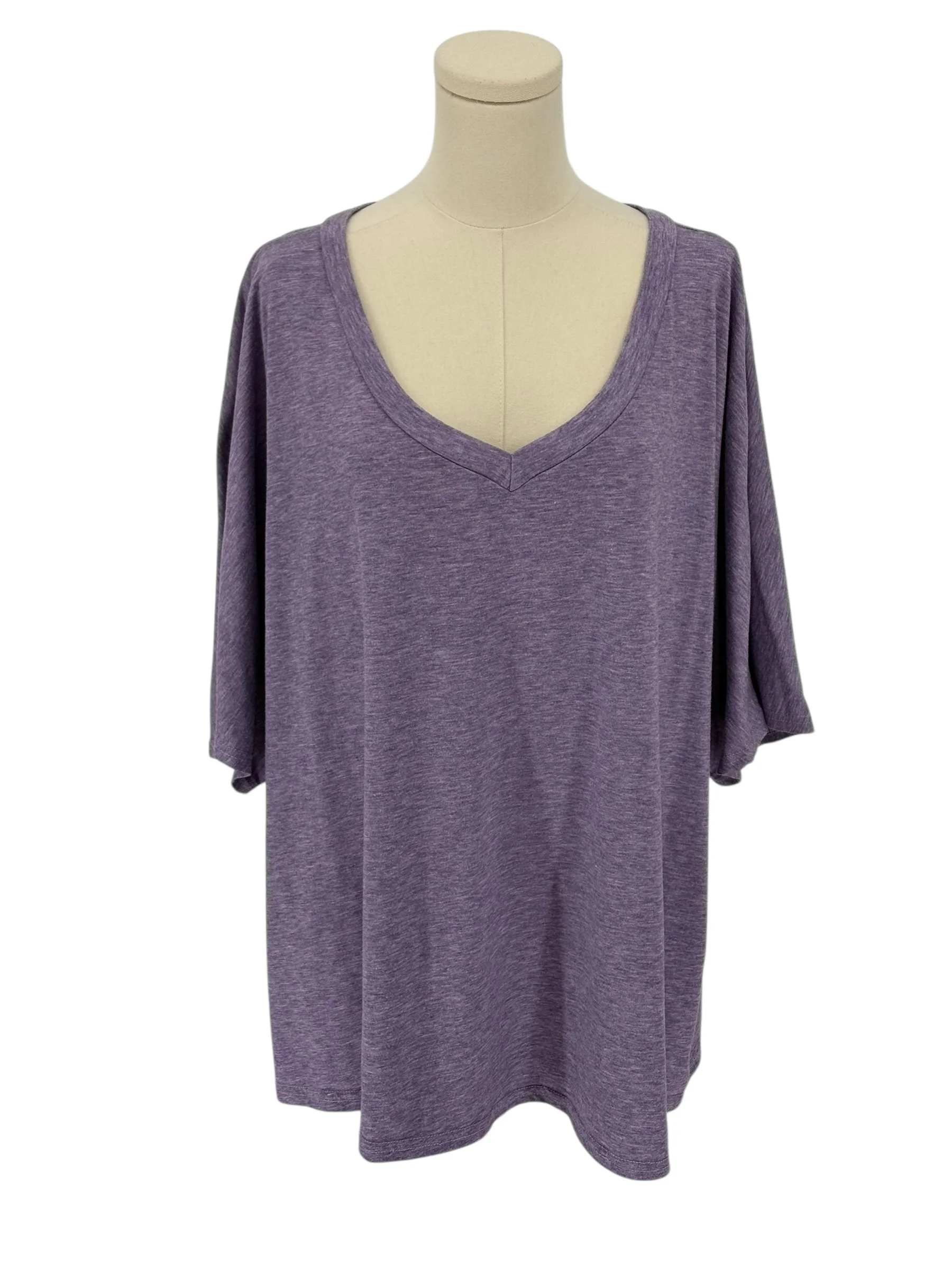 SHEIN CURVE Purple V Neck Dolman Sleeve Tunic Top (Size 4XL)