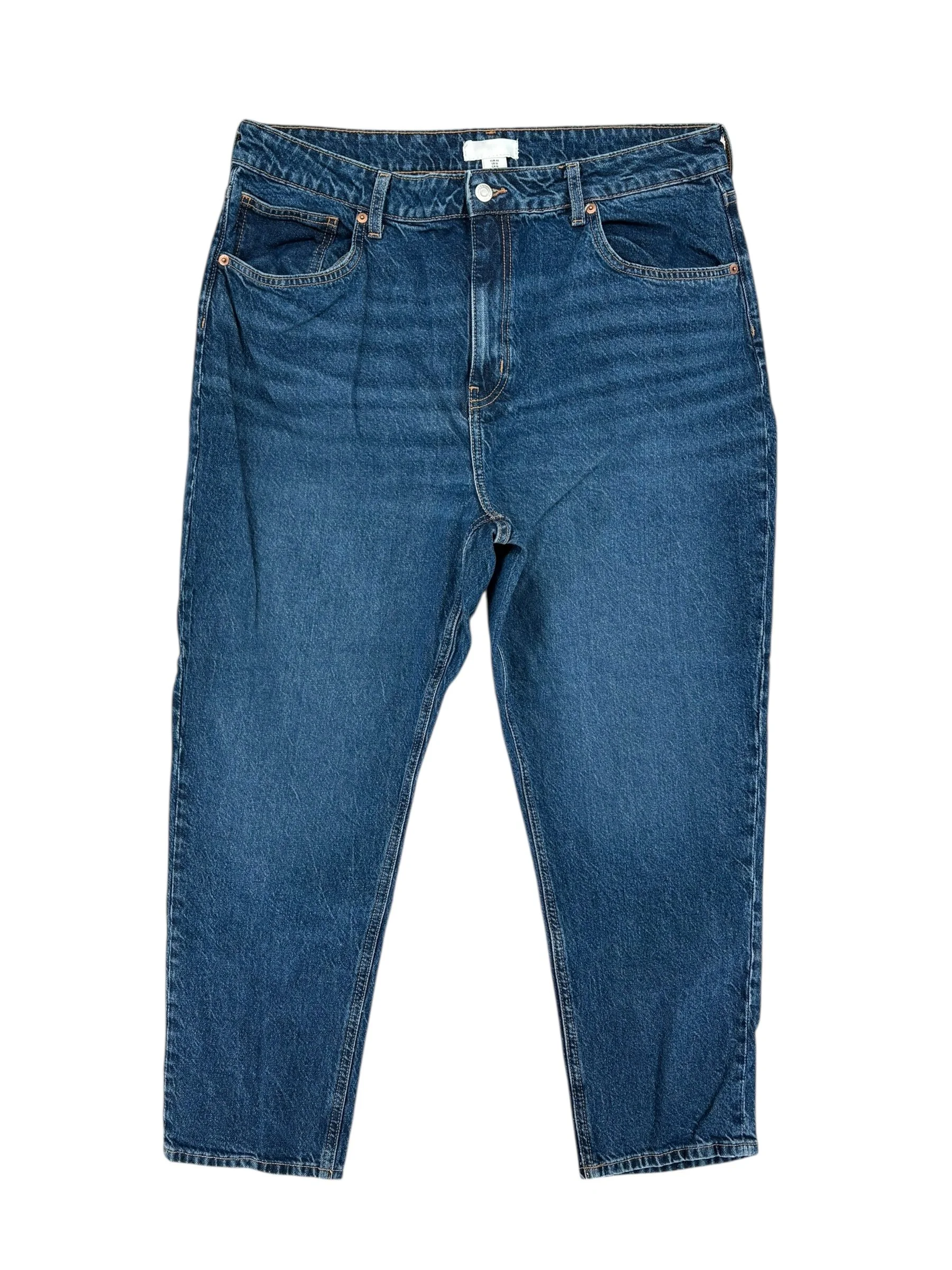 H&M Blue Denim High Waisted Straight Leg Jeans (Size 16)