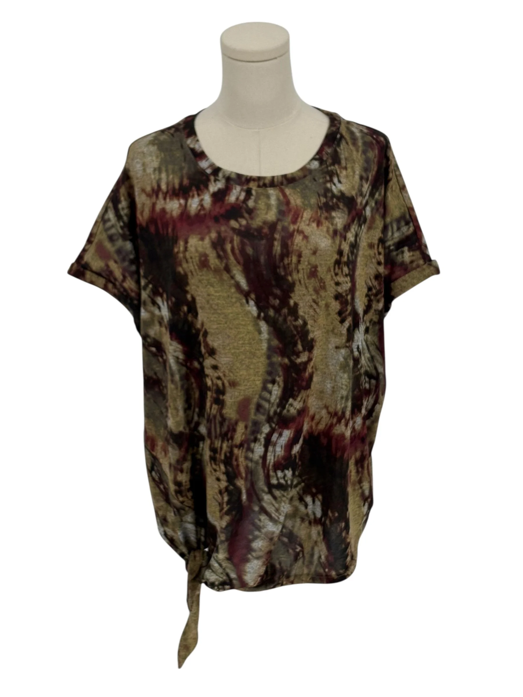 Simply Vera Vera Wang Tie Front Tunic Top Abstract Print (Size XL)