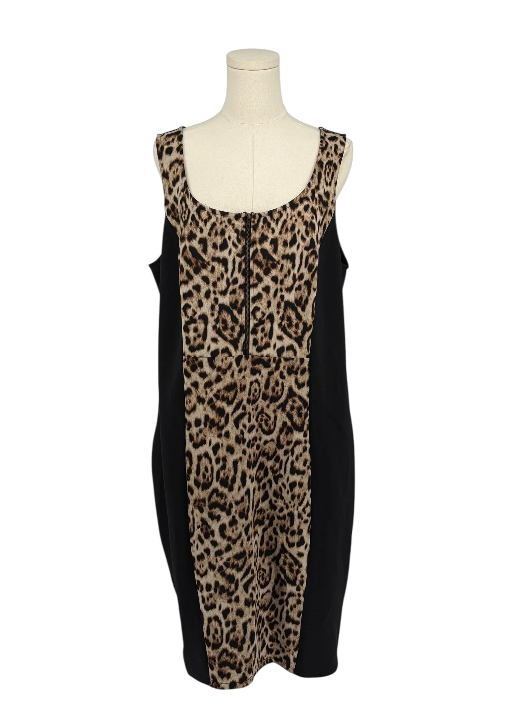 Torrid Y2K Black Leopard Print Zipper Front Sleeveless Dress (Size 2X)