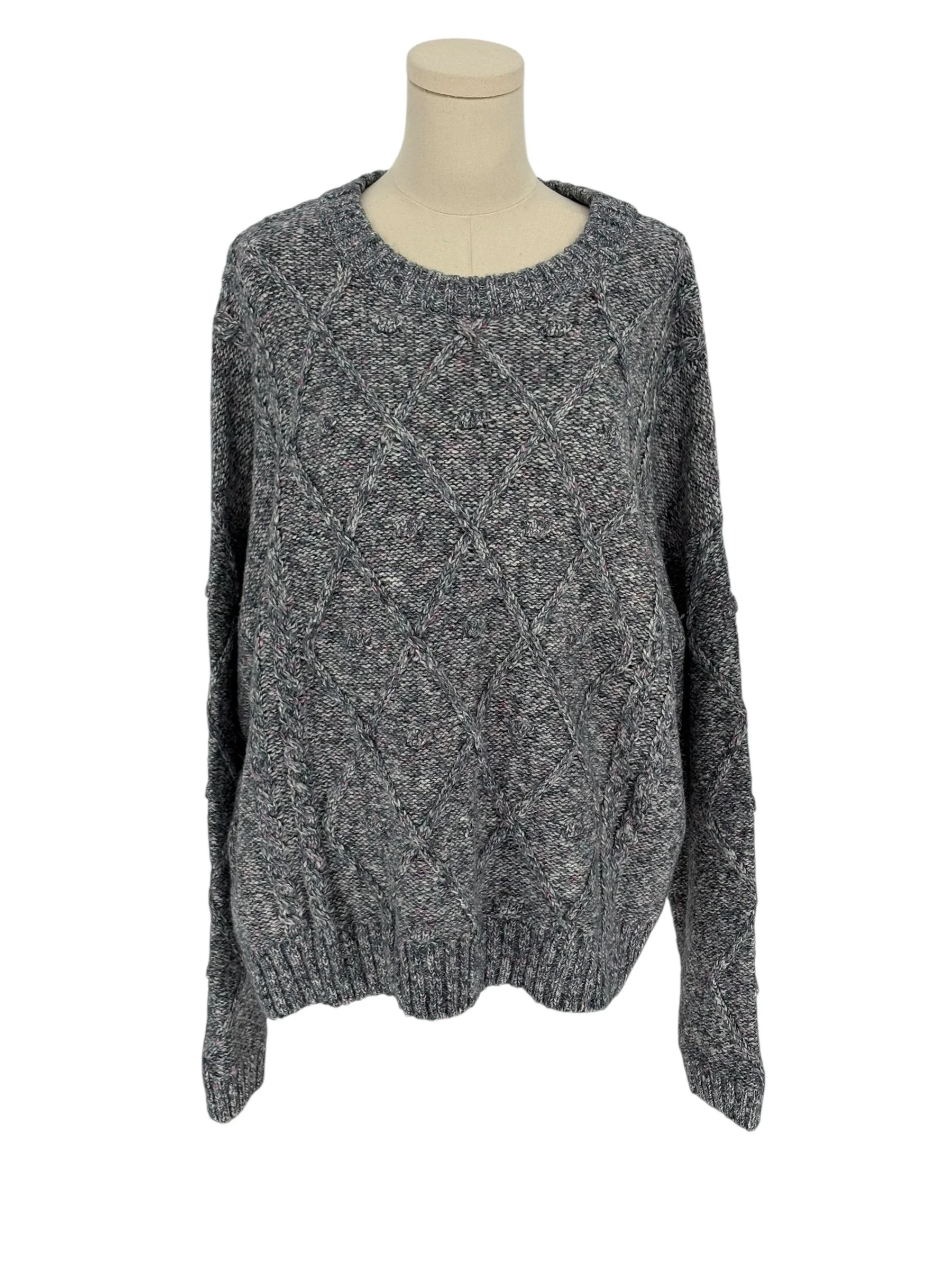 TIME AND TRU Blue Speckled Cable Knit Sweater (Size XXL)