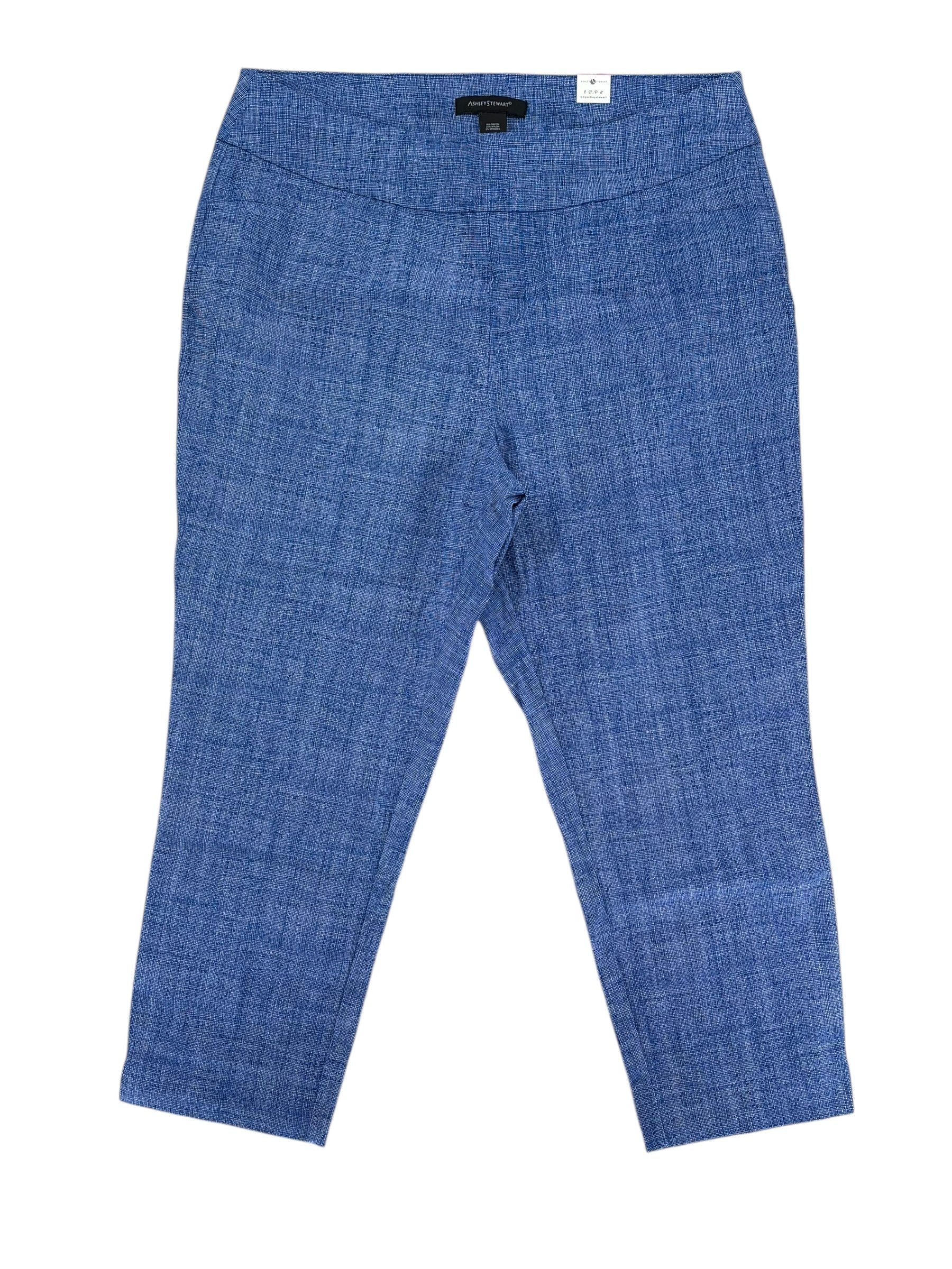 NWT Ashley Stewart Blue & White Pull On Ankle Pants (Size 20)