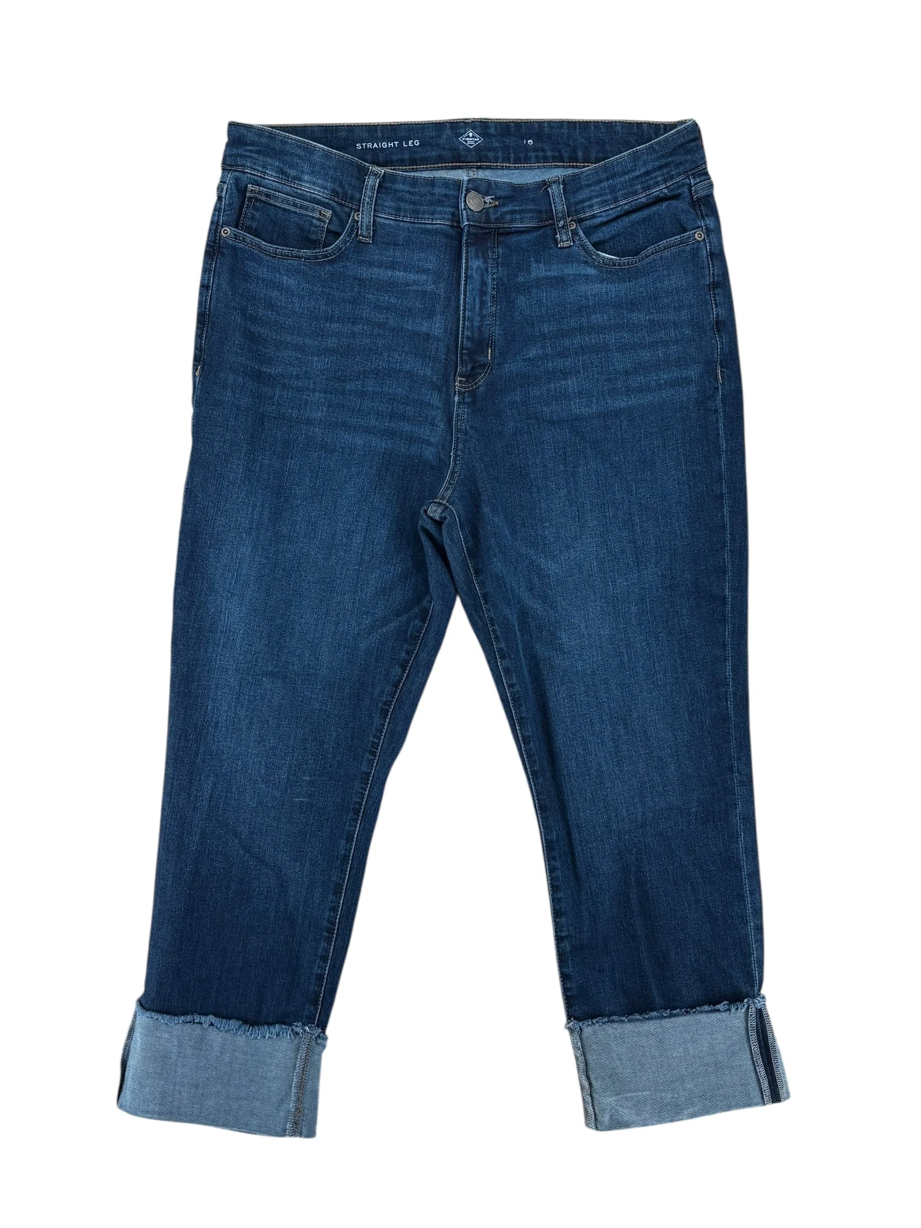St. John's Bay Straight Leg Cropped Jeans with Cuff (Size 16)