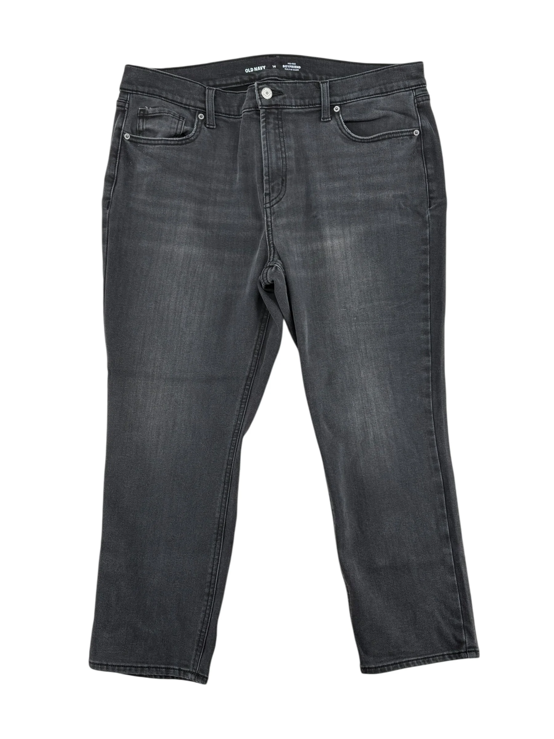 Old Navy Boyfriend Jeans Gray Mid Rise Built In Warm Denim (Size 14)
