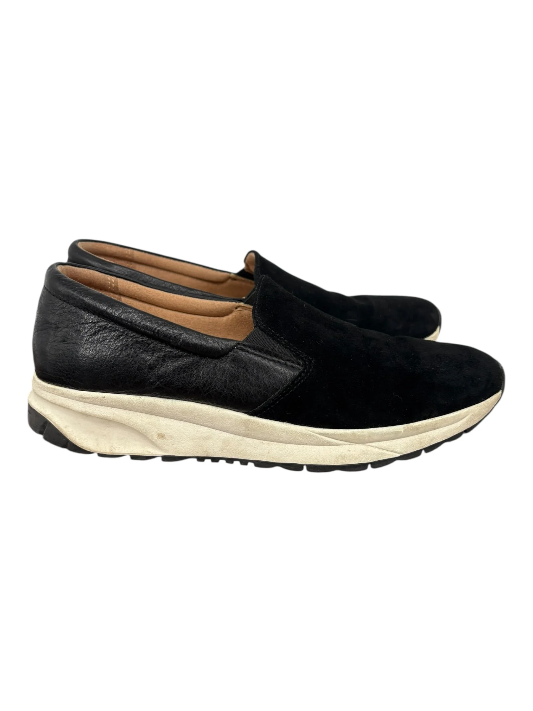 Naturalizer Womens Black Leather Suede Slip On Loafer Shoes (Size 9.5)