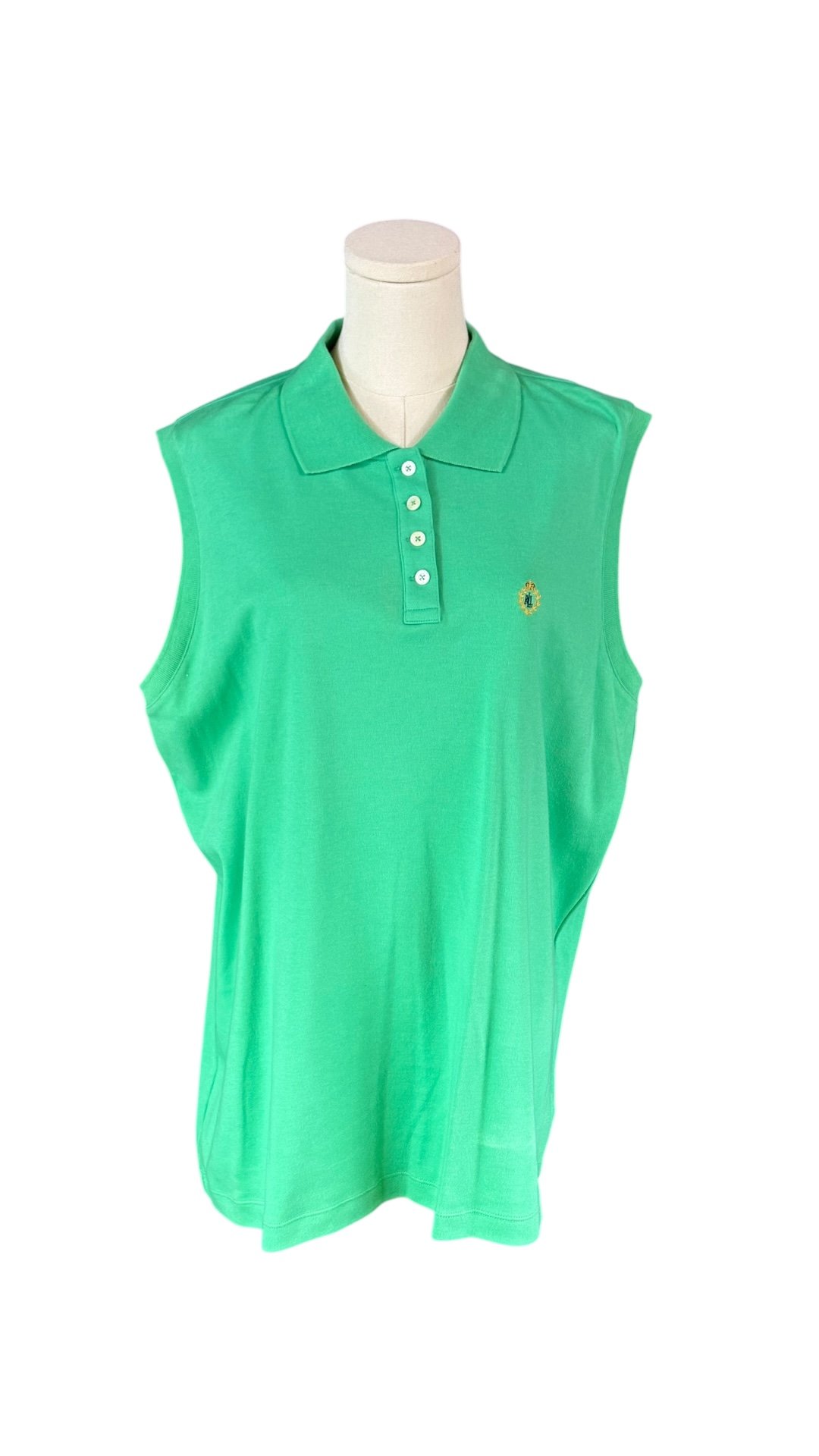 Lauren Ralph Lauren 100% Cotton Green Golf Tank w/ Collar (Size 2X)
