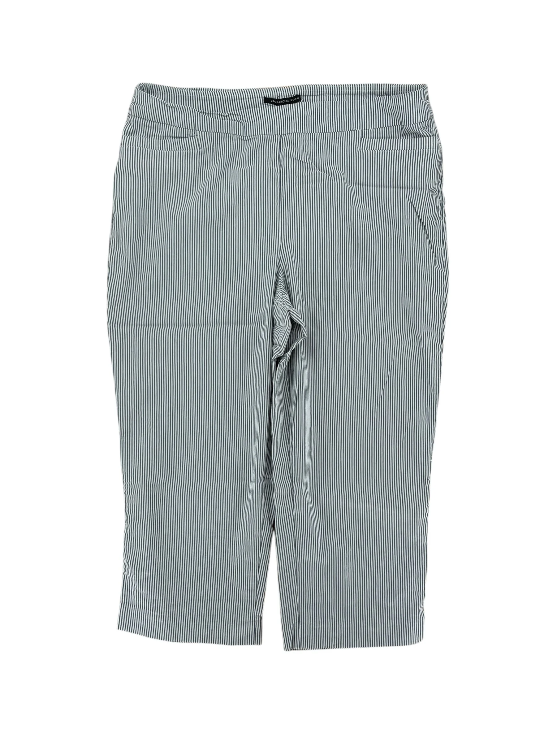 Zac and Rachel Woman Striped Pull On Capri Pants (Size 18)