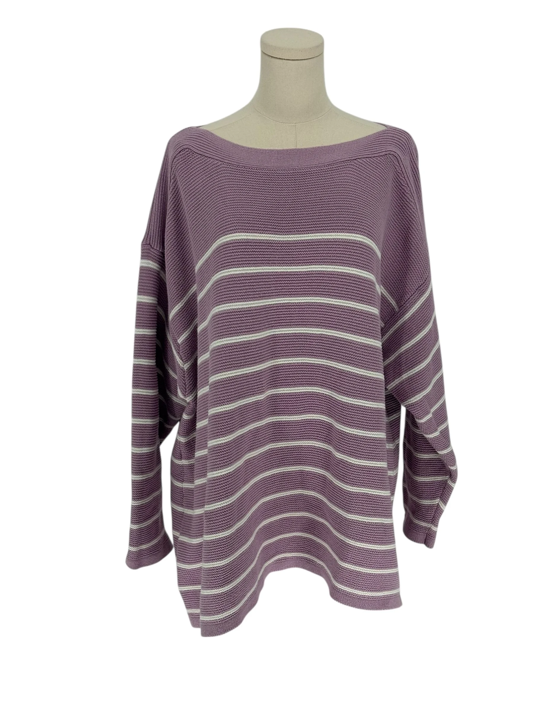 Croft & Barrow Purple Striped Boat Neck Sweater (Size 3X)