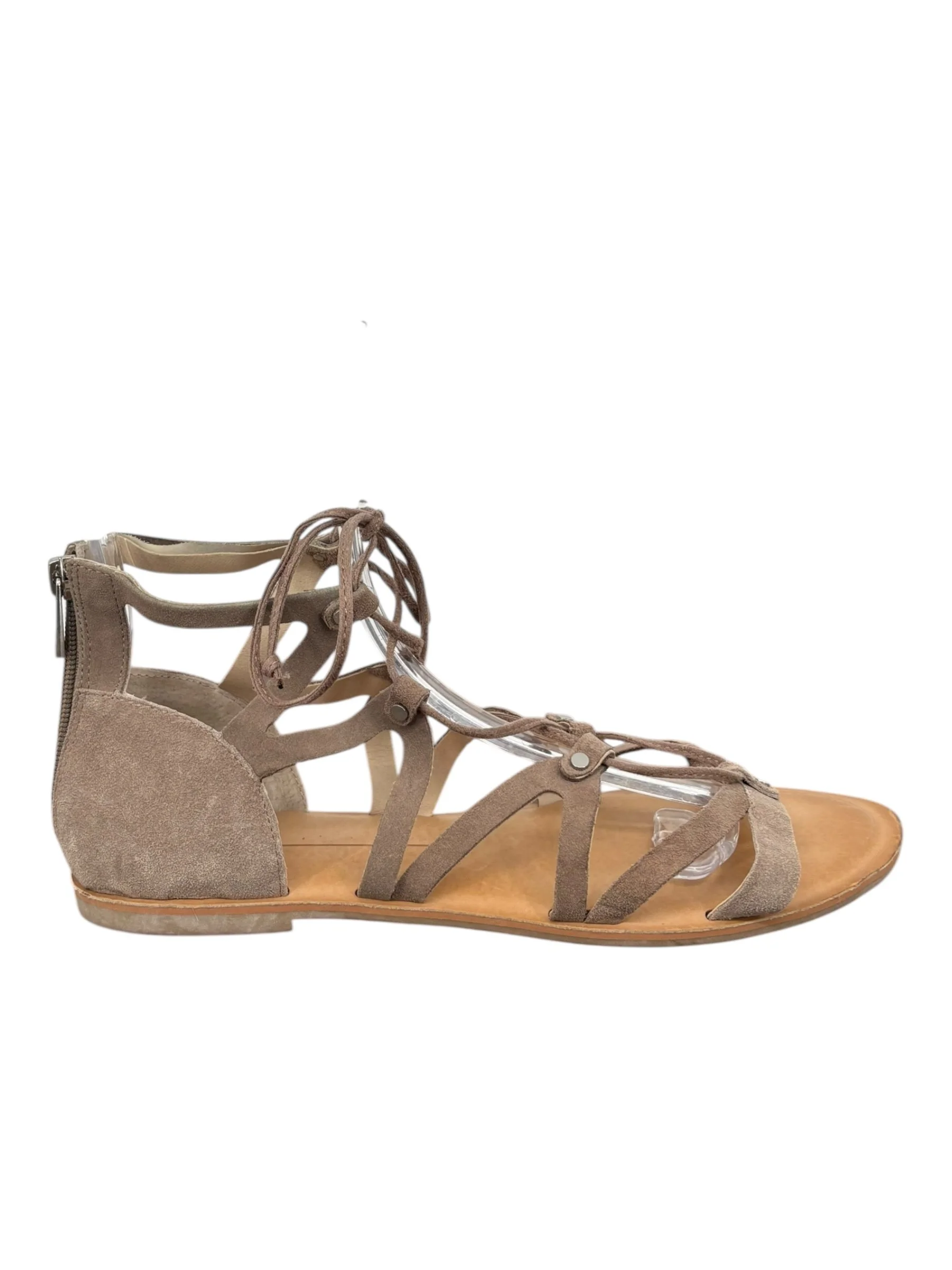 Dolce Vita Suede Gladiator Sandals Lace Up Zip Back Women Tan (Size 11)