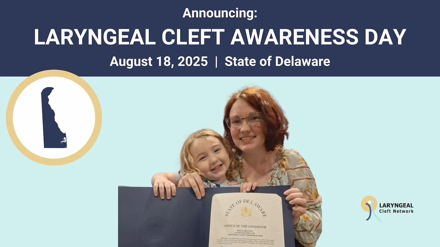 Delaware Proclaims Laryngeal Cleft Awareness Day