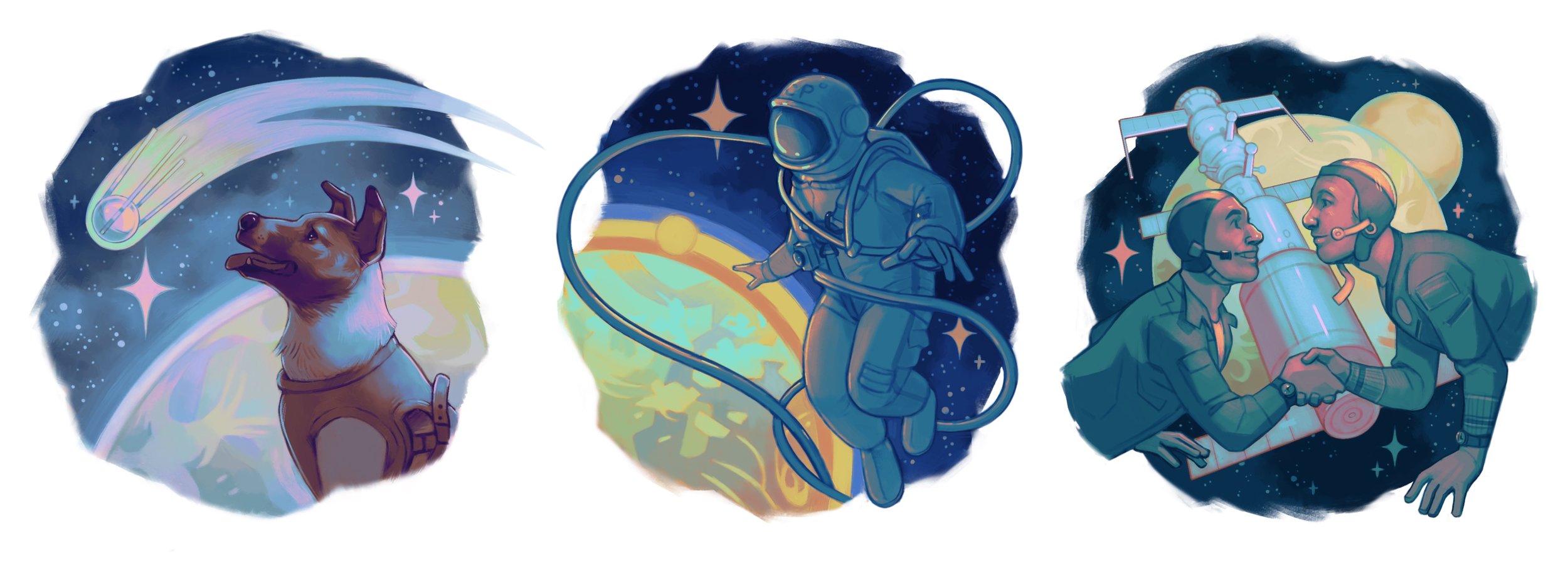 Space Race Spot Illustrations