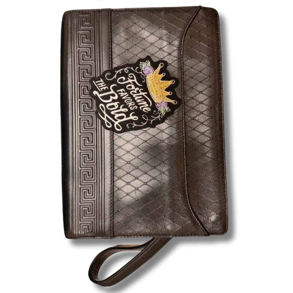 Fortune Favors the Bold: Upcycled Versace Vintage Leather Clutch