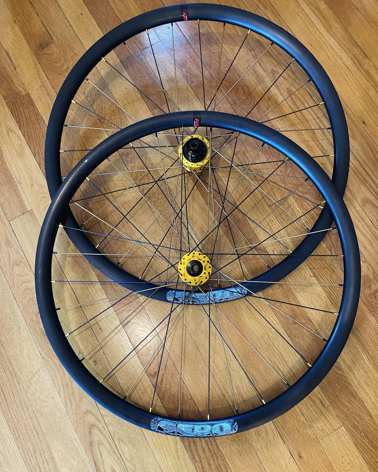 These are headed to the Philippines next week in time for Christmas. Industry Nine hubs laced to Velocity Aero rims. Laced with alternating gold/black spokes and nipples. Came out very nice. #i9hydra #i9hubs #velocityrims #visitjacksonvilleoregon #ja