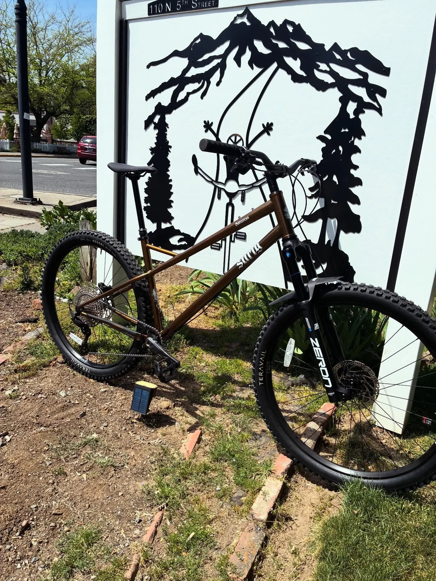 This trail bike will be seeing dirt around Lake Tahoe next week. Surly Sorceress in Hot Honey Bling. #surlysorceress #steelisrealmtb #mtbtahoe #visitjacksonvilleoregon