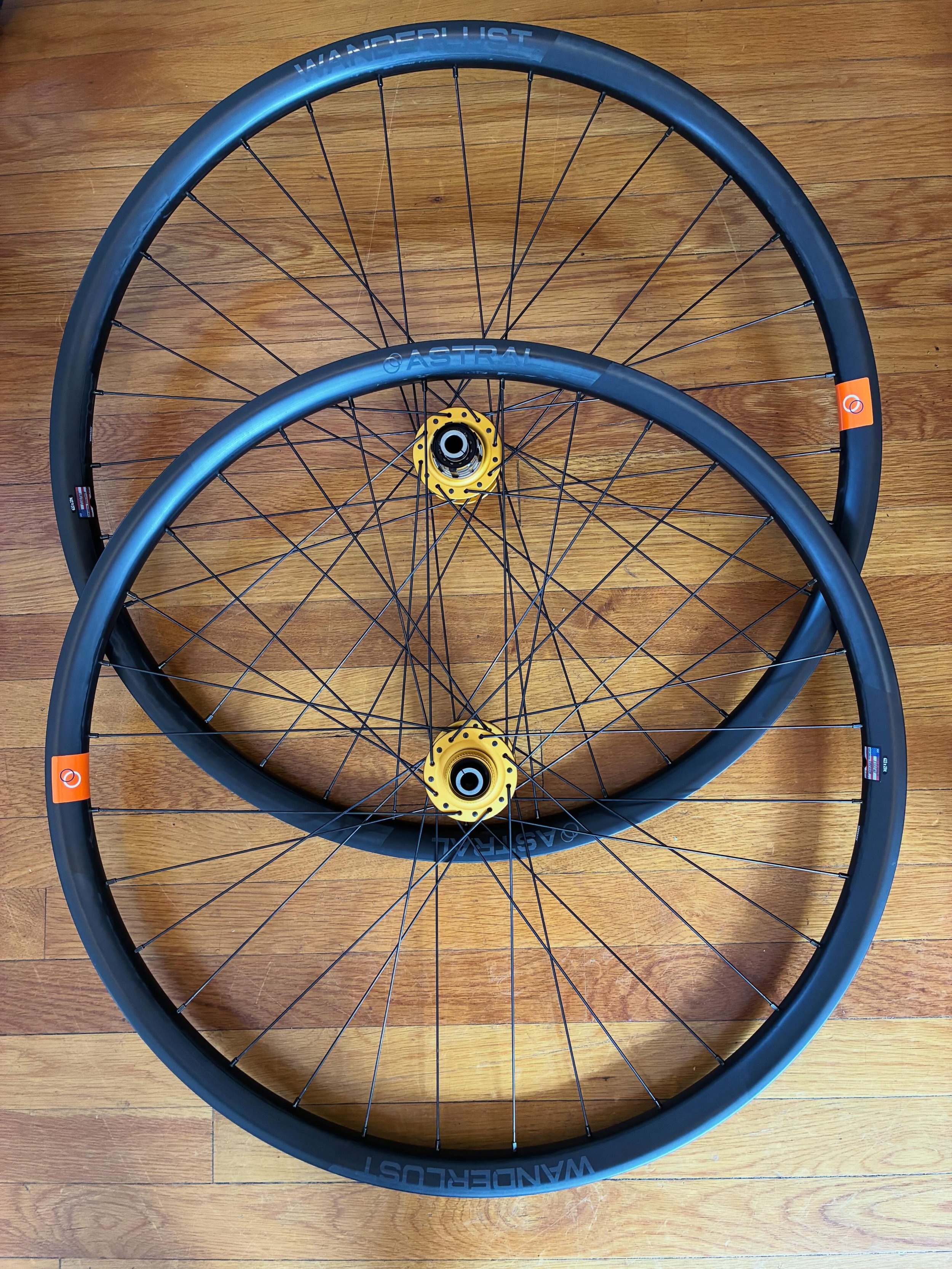 These are ready to hit the southern Oregon gravel roads. Astral Cycling carbon Wanderlust rims laced to 50th anniversary Chris King hubs. 1650 grams. #vernbuiltwheels #handbuiltwheelsarebetter #visitjacksonvilleoregon #astralcycling #chrisking50thann