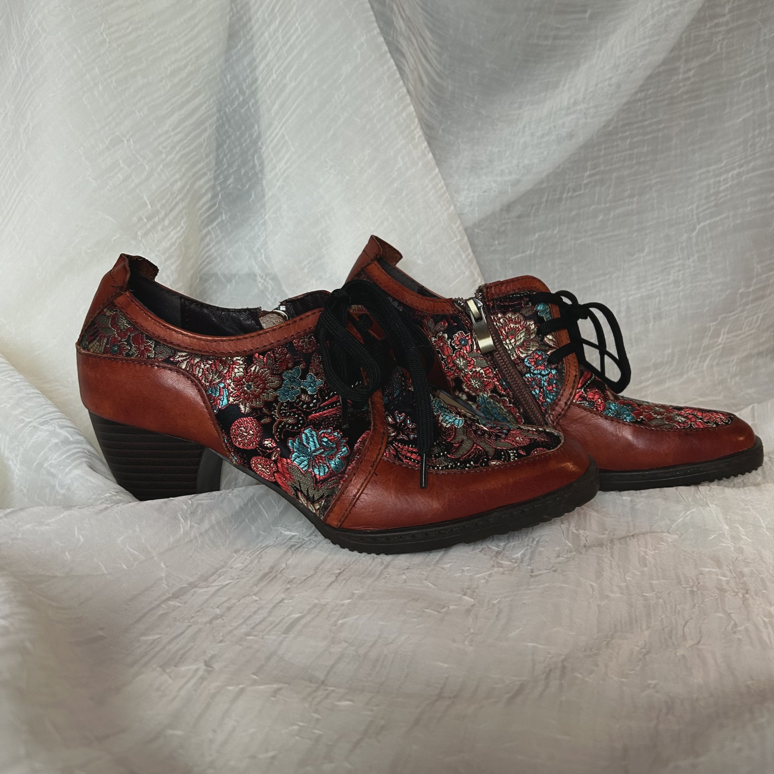 Vintage Leather Flower Boots