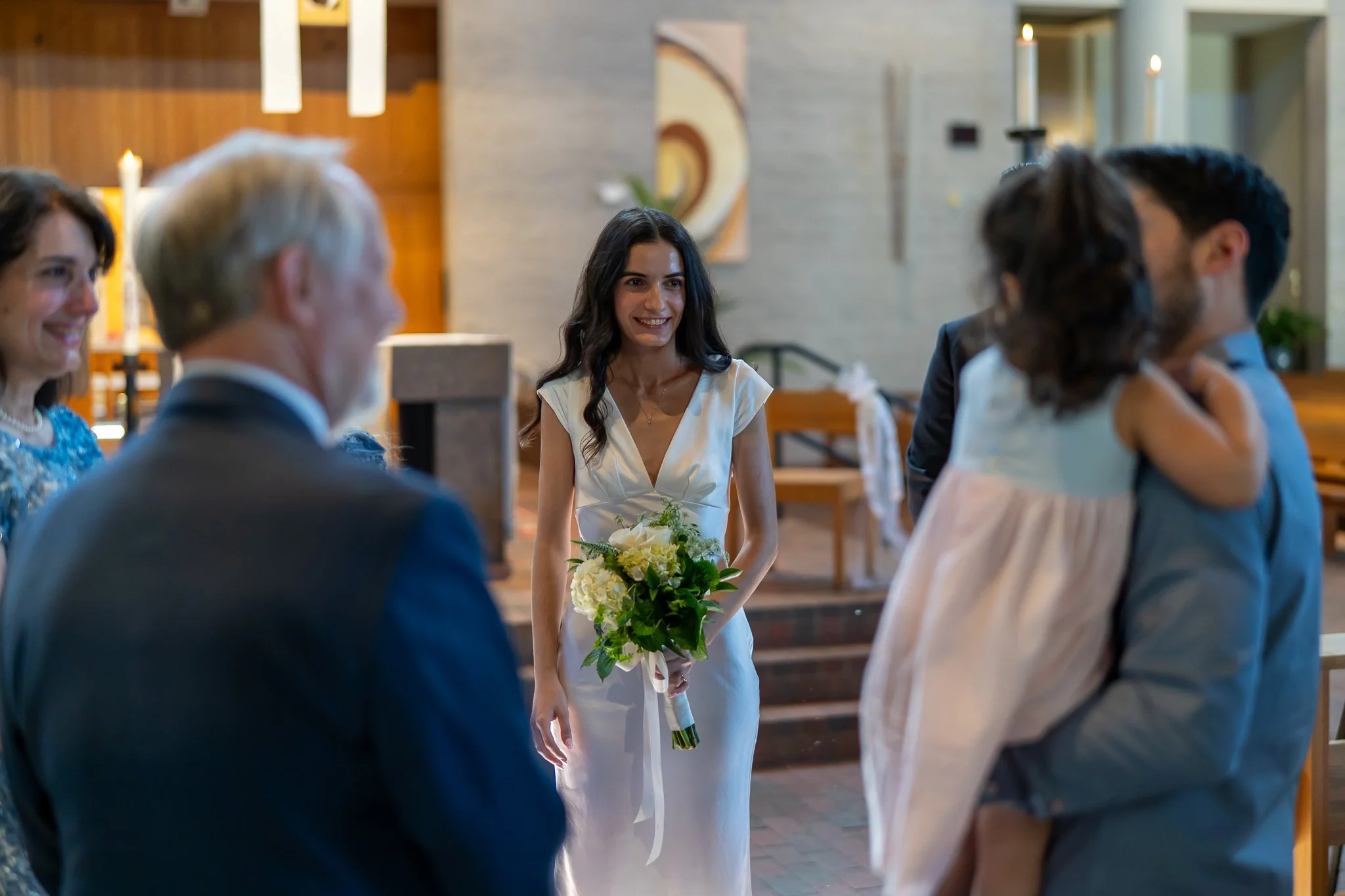 Bride smiling before Raleigh, NC wedding