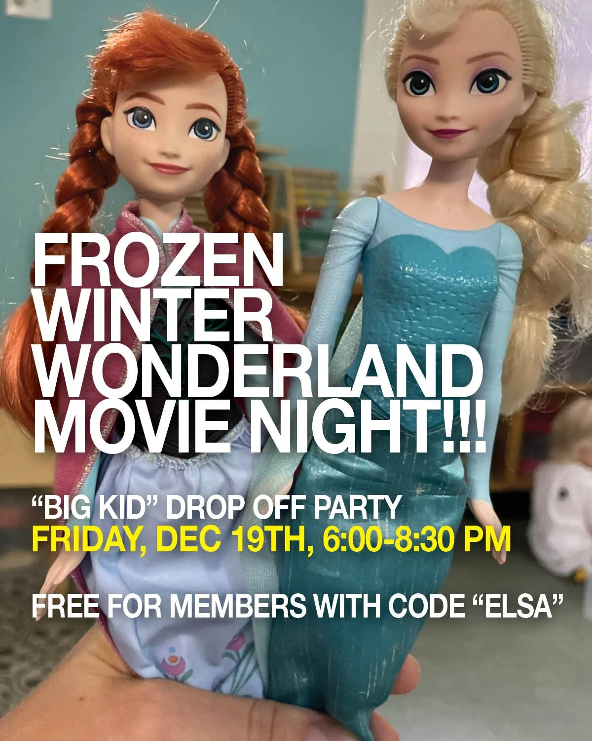 FROZEN WINTER WONDERLAND MOVIE DATE NIGHT!!! : &ldquo;BIG KID&rdquo; DROP OFF PARTY

Join us for The Rainbow&rsquo;s first Drop Off Movie Night! Just in time for the holidays, kids can enjoy our Frozen Winter Wonderland theme with crafts, pizza dinne