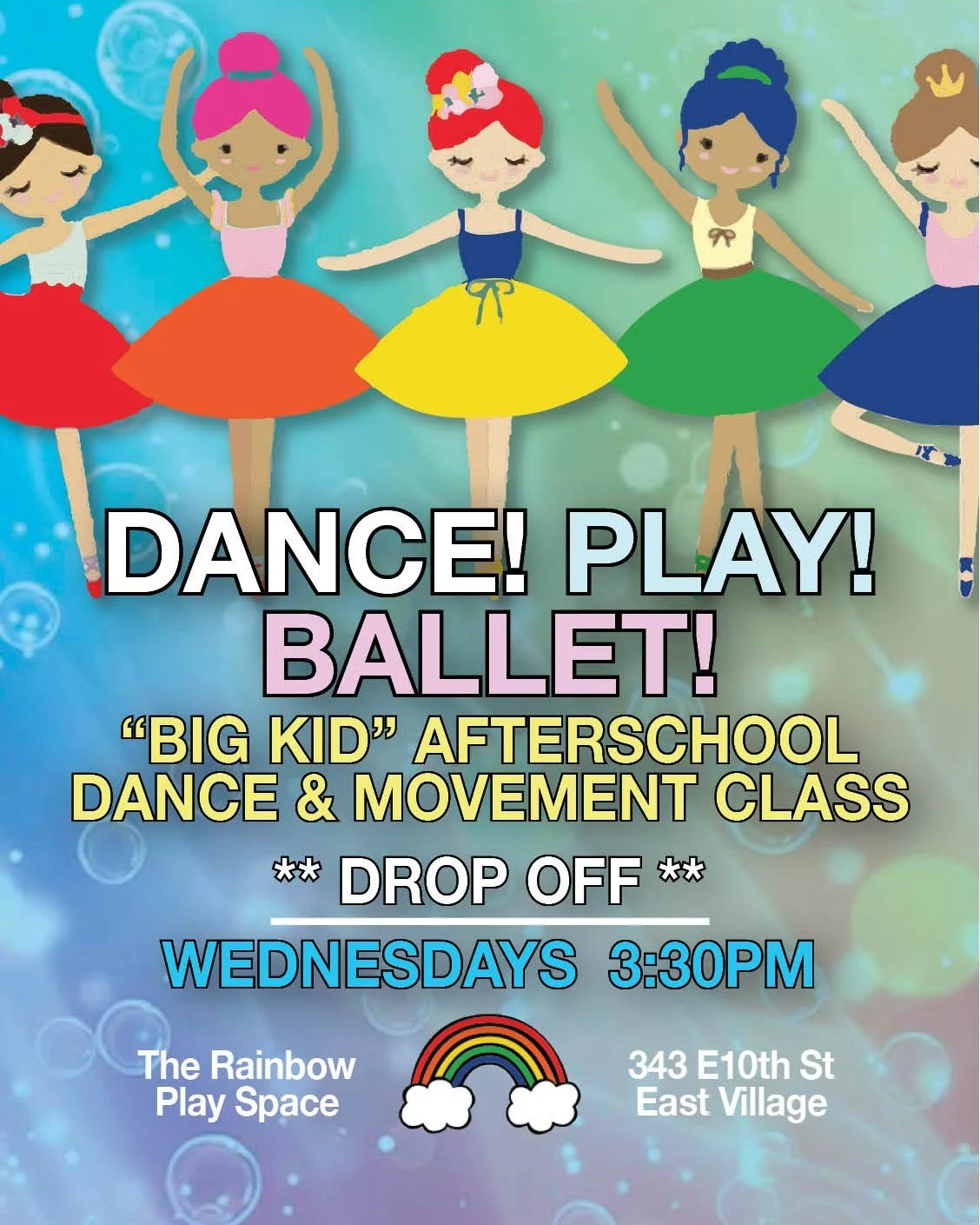 DANCE! PLAY! BALLET! : &ldquo;BIG KID&rdquo; AFTERSCHOOL DANCE &amp; MOVEMENT CLASS
Wednesdays at 3:30PM

This is a DROP OFF class! For kids aged 3 - 6 years old. Parents are welcome to hang out in the front or go treat yourself to a coffee and we&rs