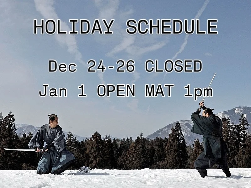 HOLIDAY SCHEDULE - Take a break from scarfing cookies to come scrap for an hour or two. Enter the new year closer to your final form. 

Open mat for non-members and members alike. Cookies welcome.

#bjj #jiujitsu #holidayschedule #openmatla #monrovia