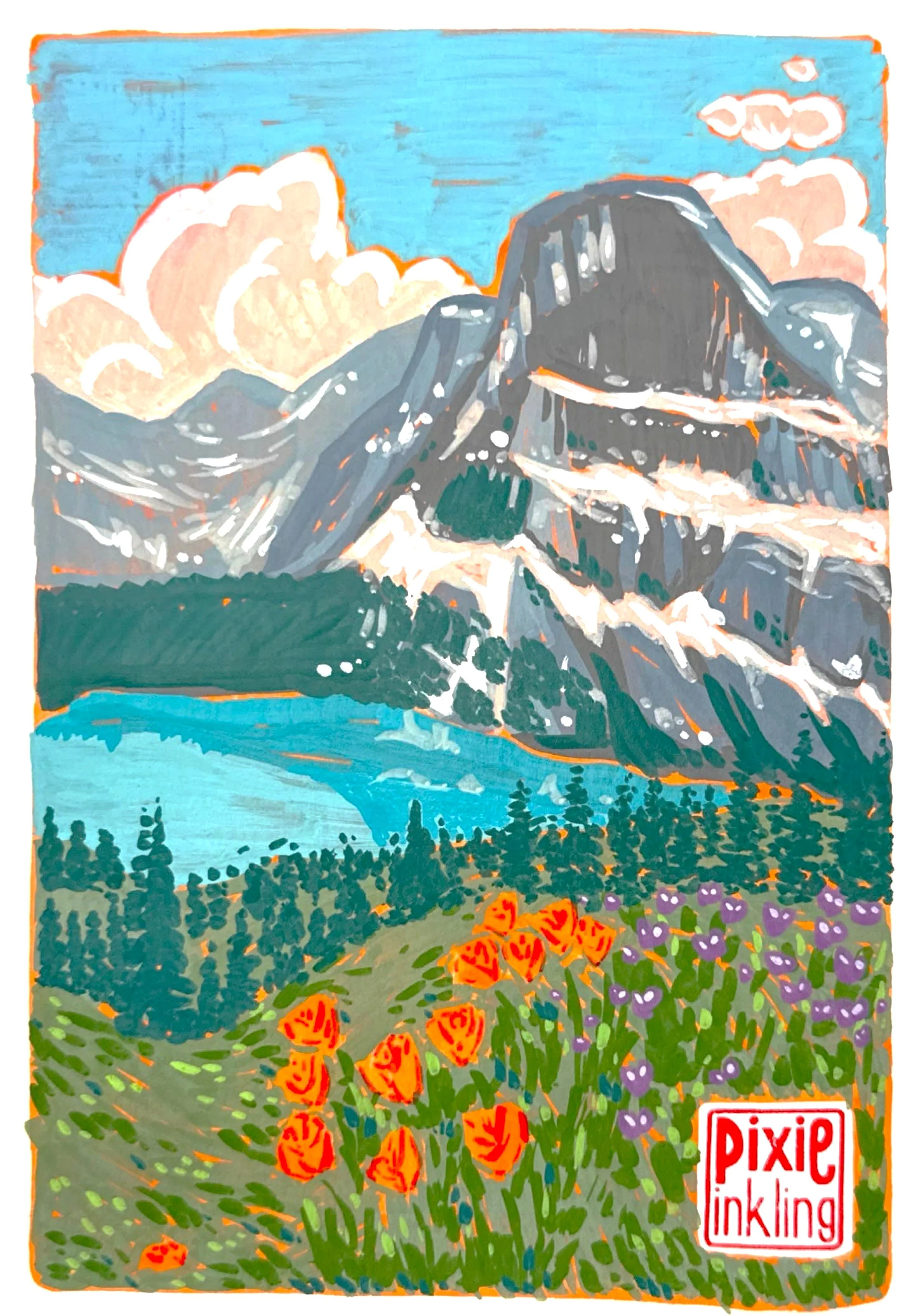 Grinnell Lake Art Print 5x7