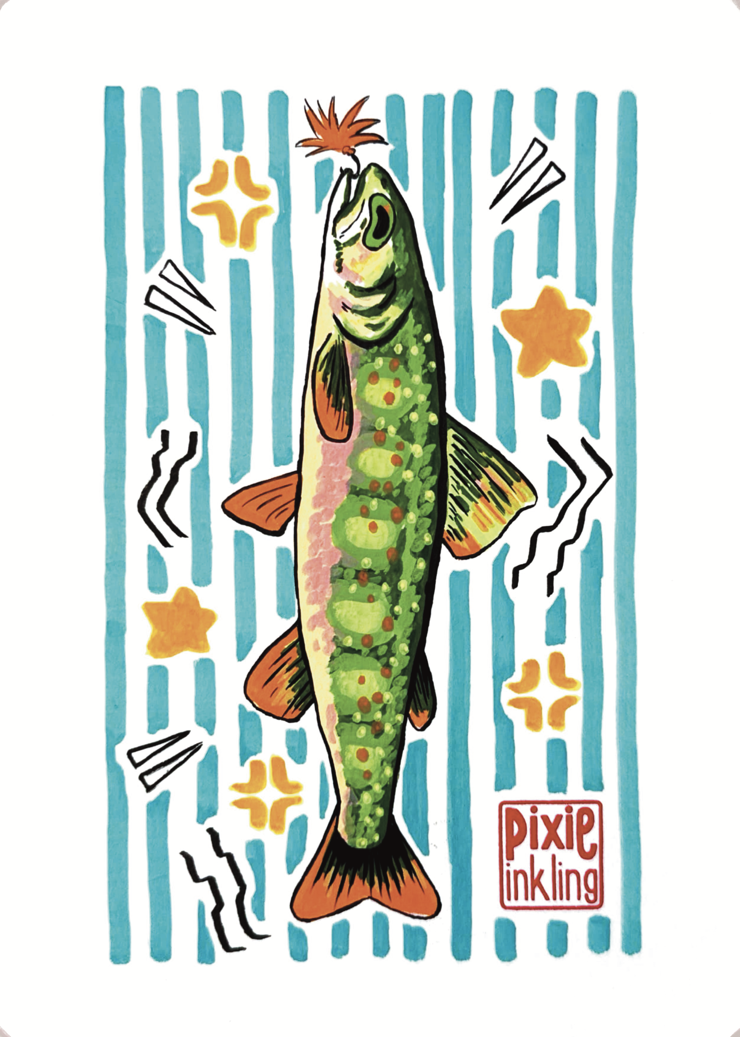 Angler Bull Trout Art Print 5x7