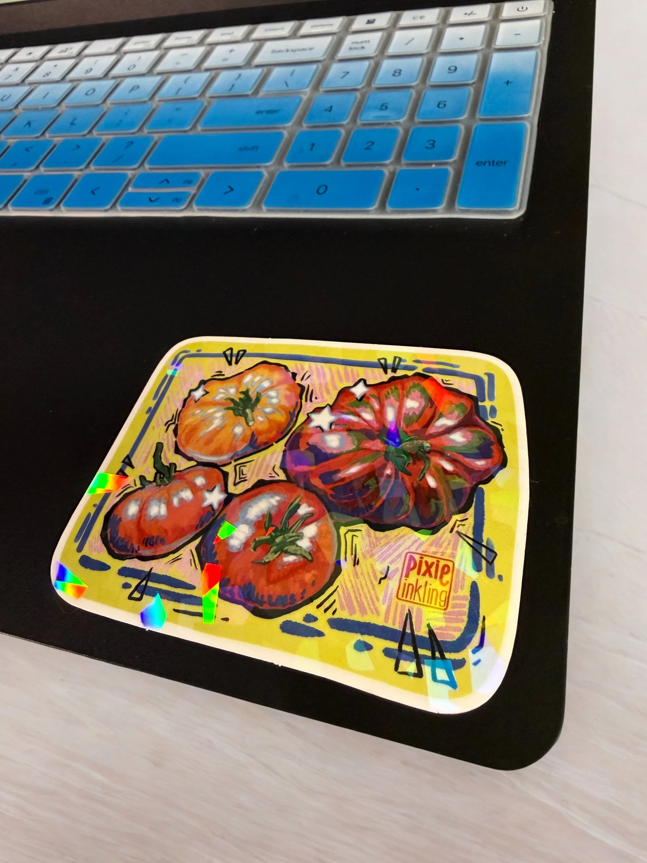 Bold Tomatoes Illustration Glitter Sticker