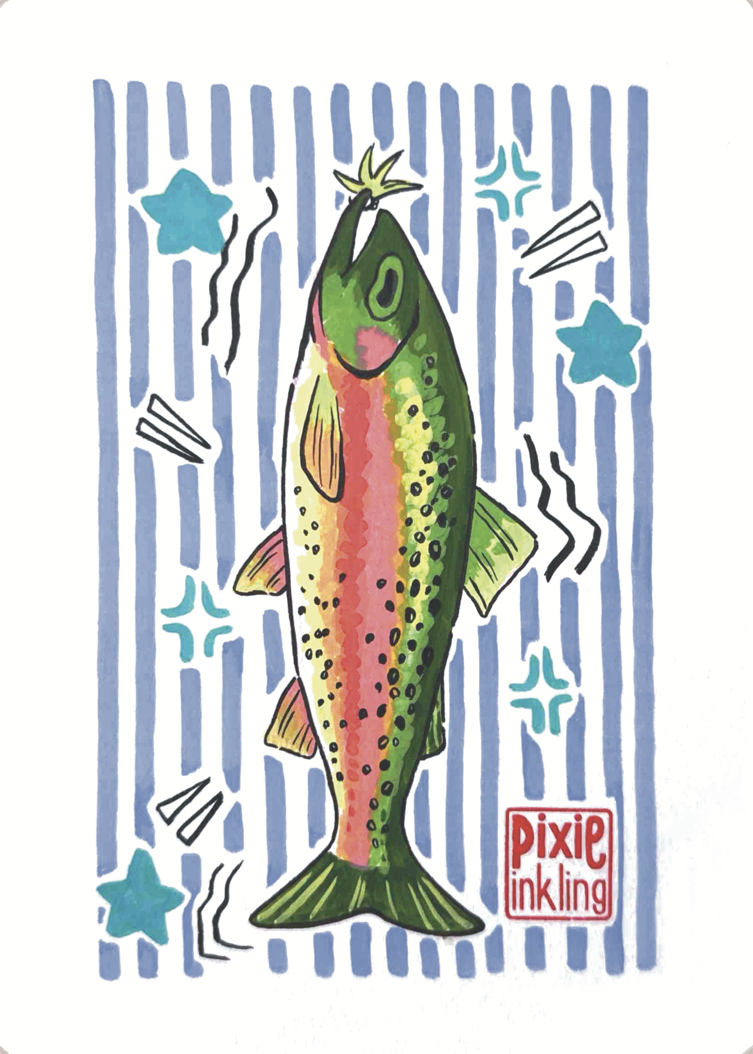 Angler Rainbow Trout Art Print 5x7