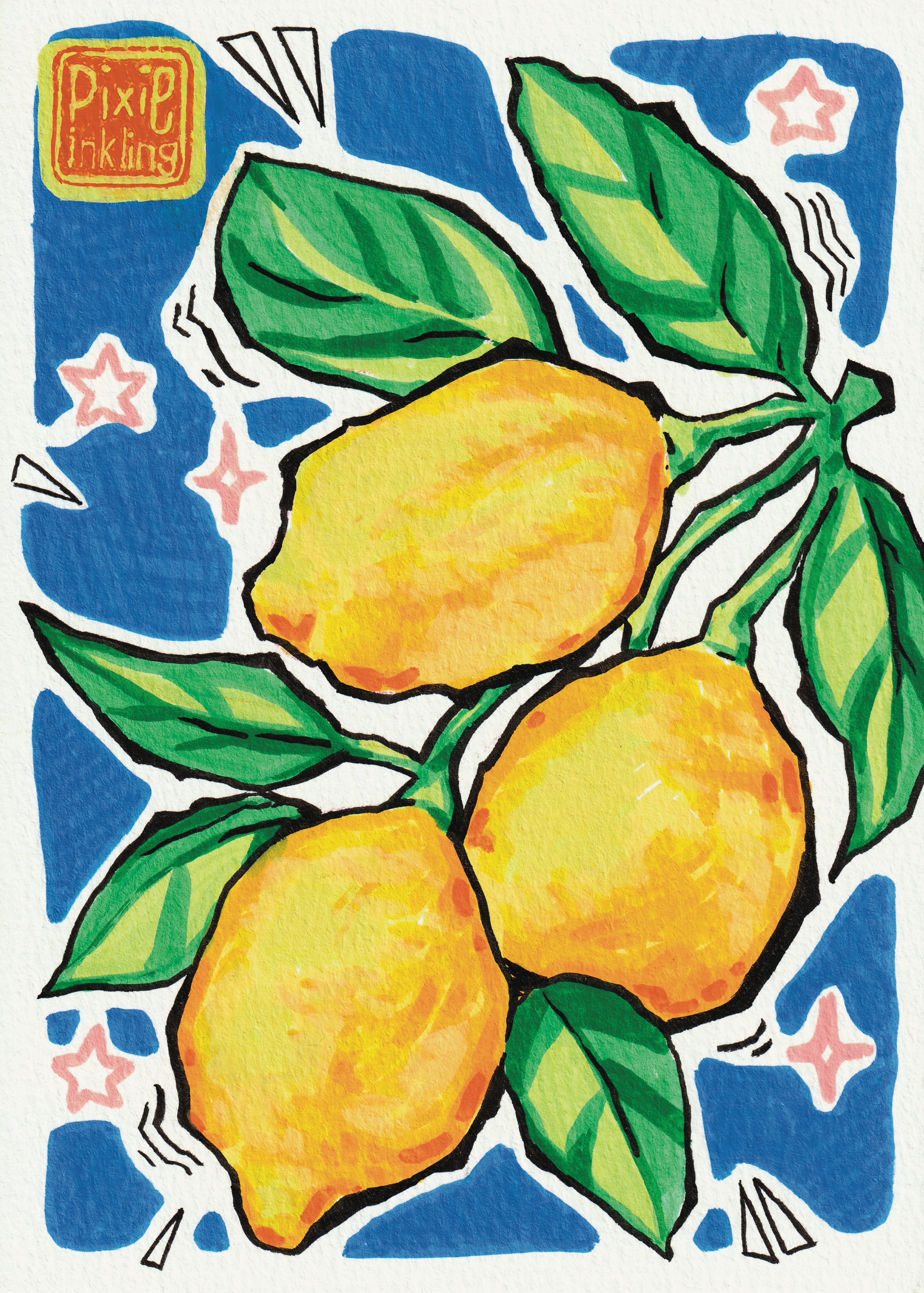 Vibrant Lemon Art Print - 5x7