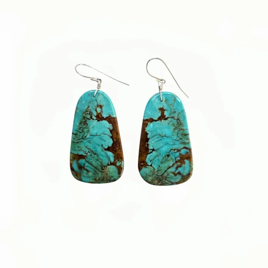 Lester & Sharon Abeyta (Navajo) — Kingman Turquoise Dangle Earrings