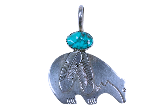 Fetish-Inspired Sterling Bear Pendant - Dorothy Secatero (Navajo)