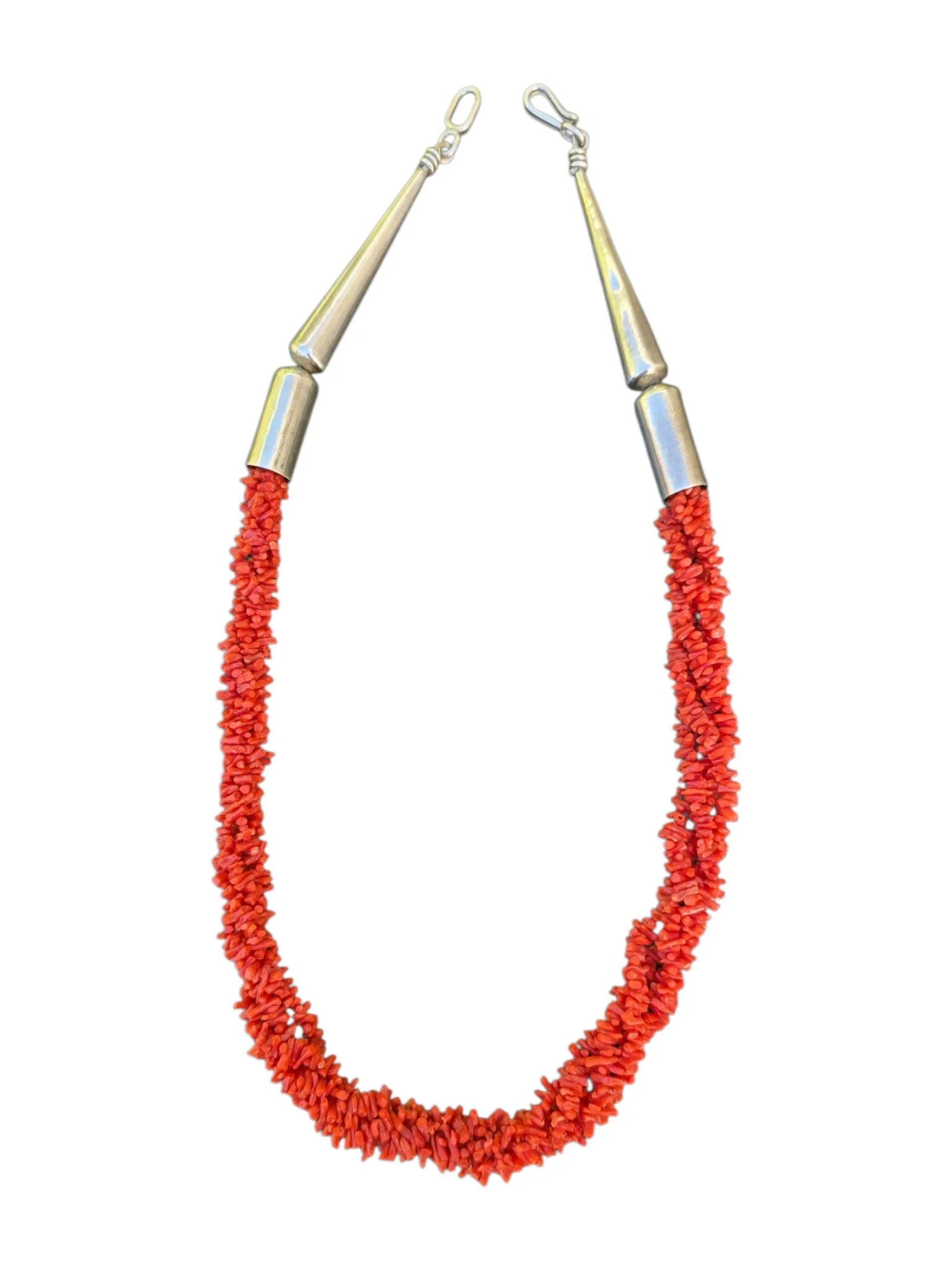 An exceptional handcrafted necklace by Kewa Pueblo artists Lester, Sharon, and Richard Abeyta, featuring beautifully strung orange melon shell heishi accented with substantial natural Kingman turquois