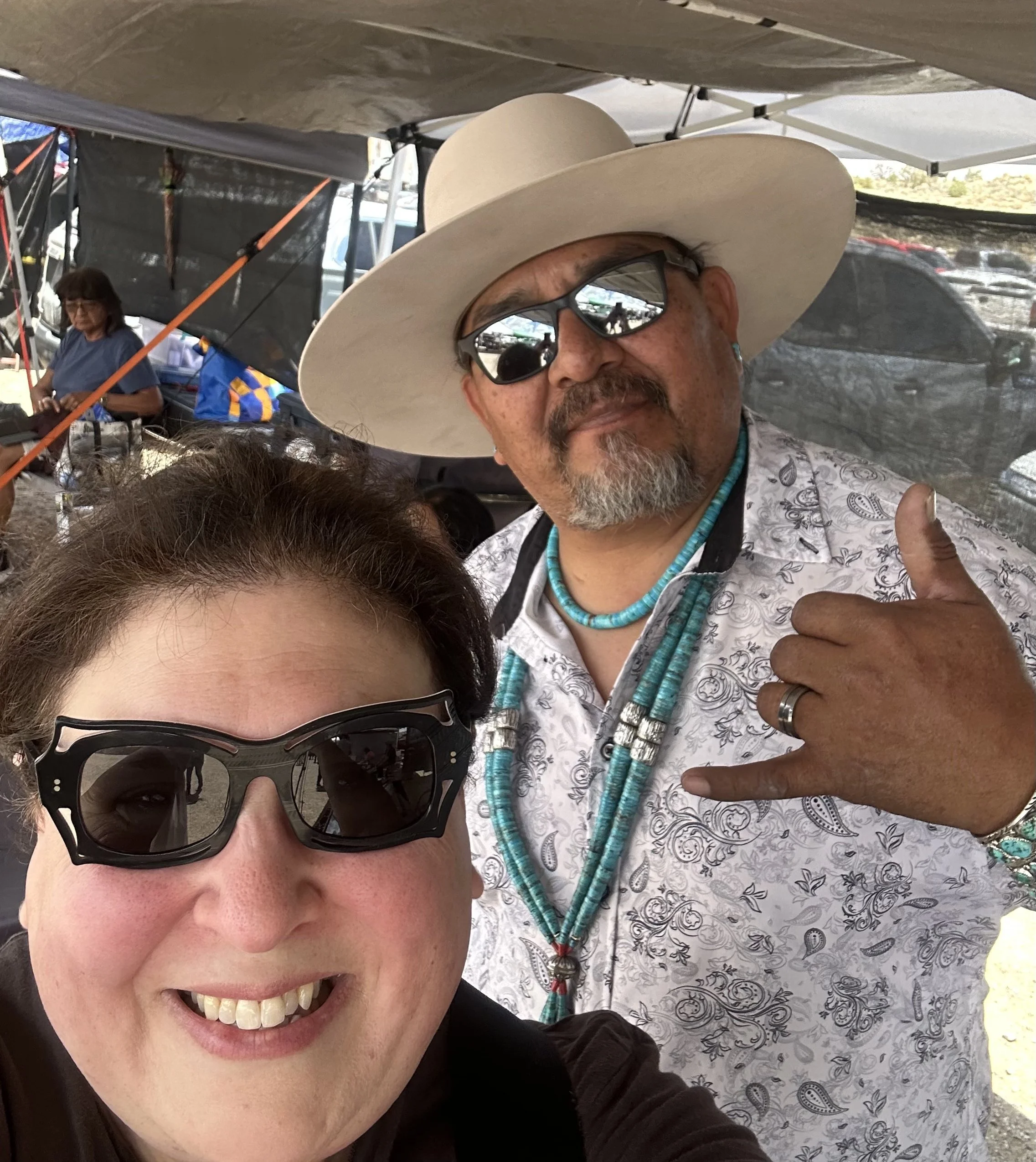 Chad Teller on a very hot day in Gallup (I seem more fussed than he does, or at least more flushed!)