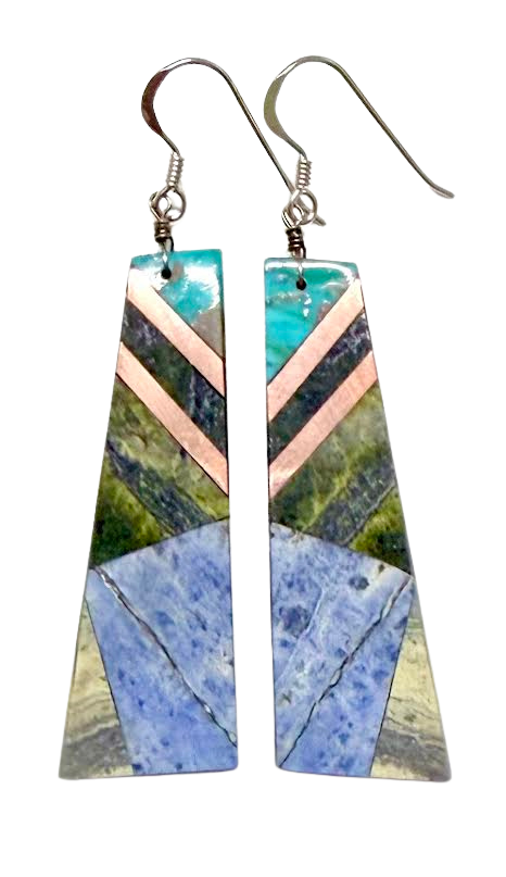 Inlay Slab Earrings - Estenfanita Calabaza (Kewa)