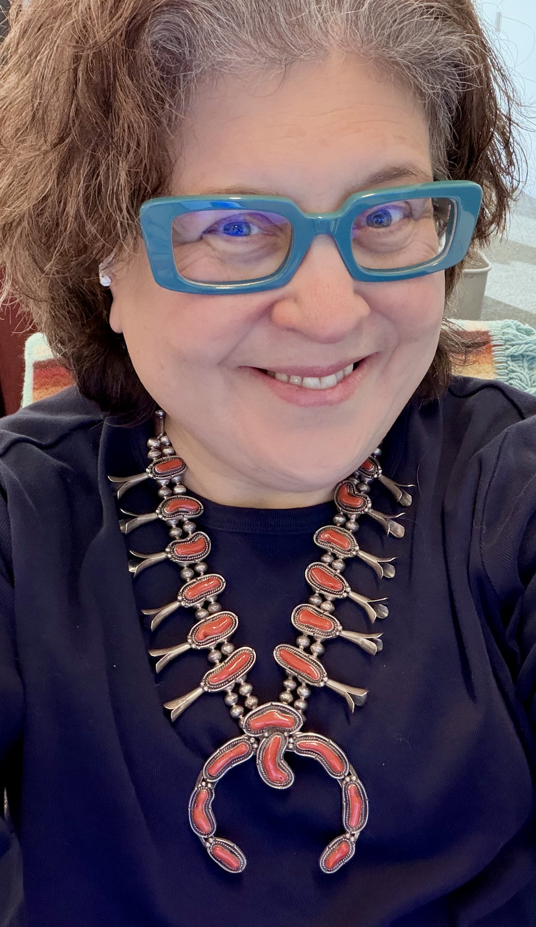 Wearing vintage Navajo (artist unknown)