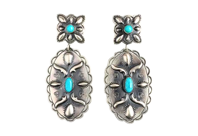 Repousse Dangle Earrings - Glenn Livingston (Navajo)