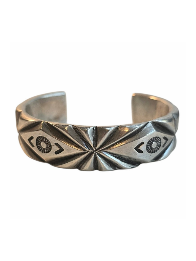 Mark Chee Navajo Hand-Stamped & Cold-Chiseled Silver Cuff