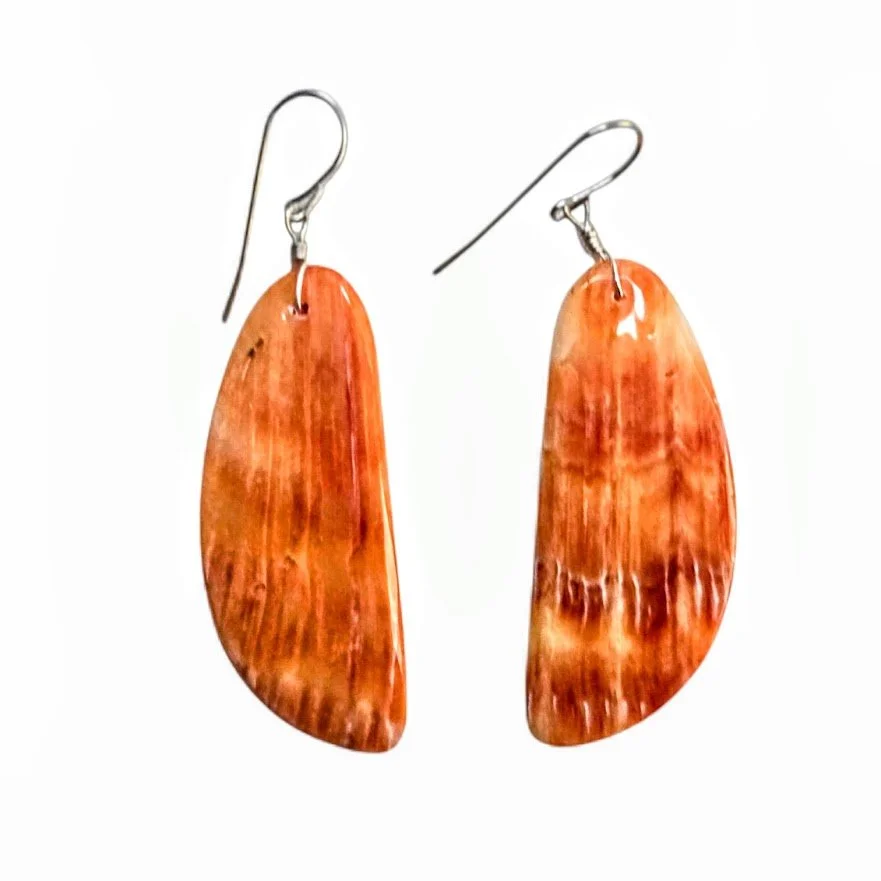 Lester & Sharon Abeyta (Navajo) — Orange Spiny Oyster Dangle Earrings