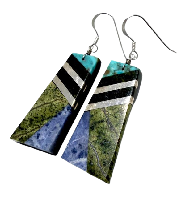 Inlay Slab Earrings - Estefanita Calabaza (Kewa)
