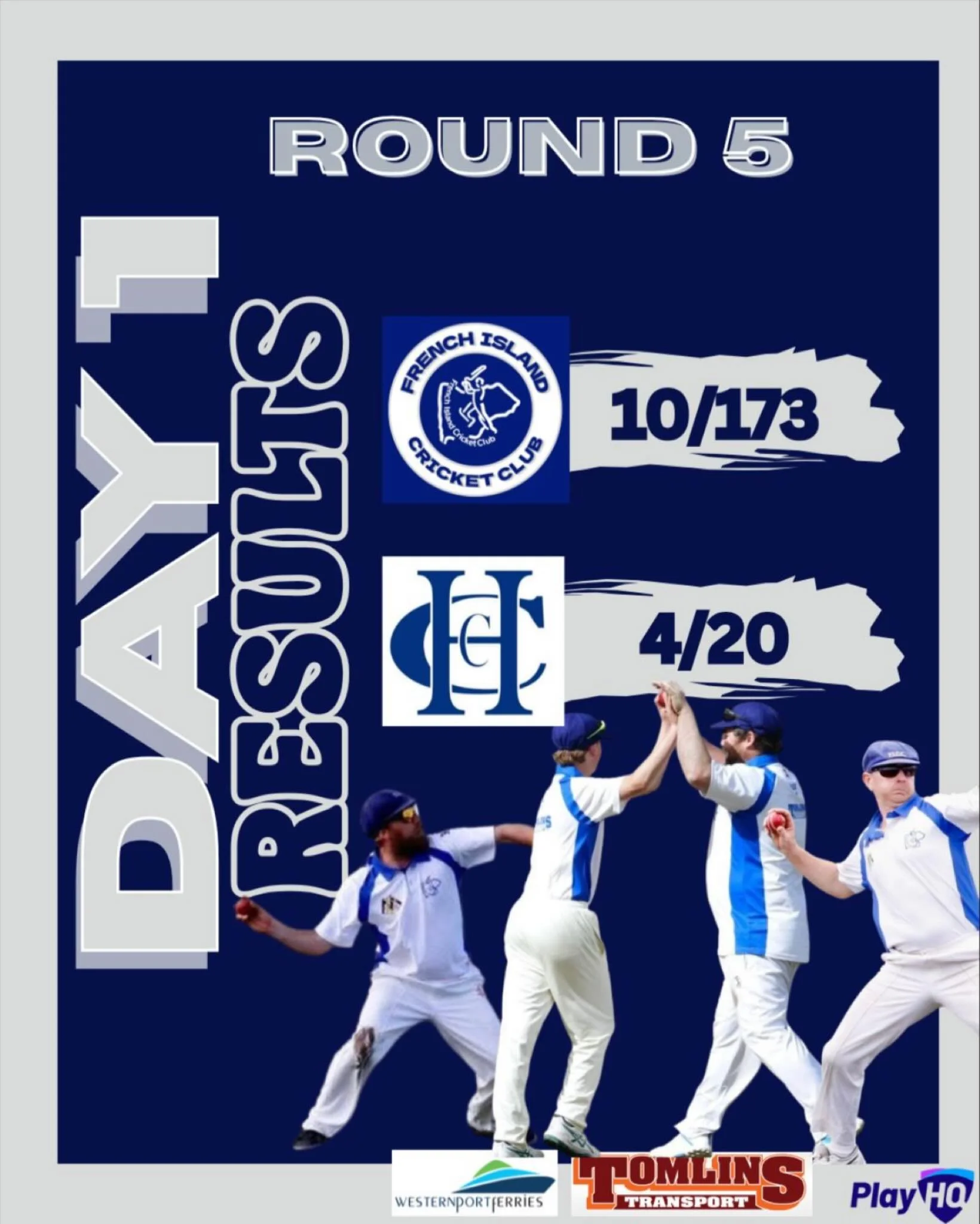 🏏 ROUND 5 &ndash; DAY 1 RESULTS 🏏

We lost the toss and were sent in, but the team put together a strong, steady batting effort, working hard for a total of 10/173.
It was a solid innings built through patience, partnerships, and good decision-maki