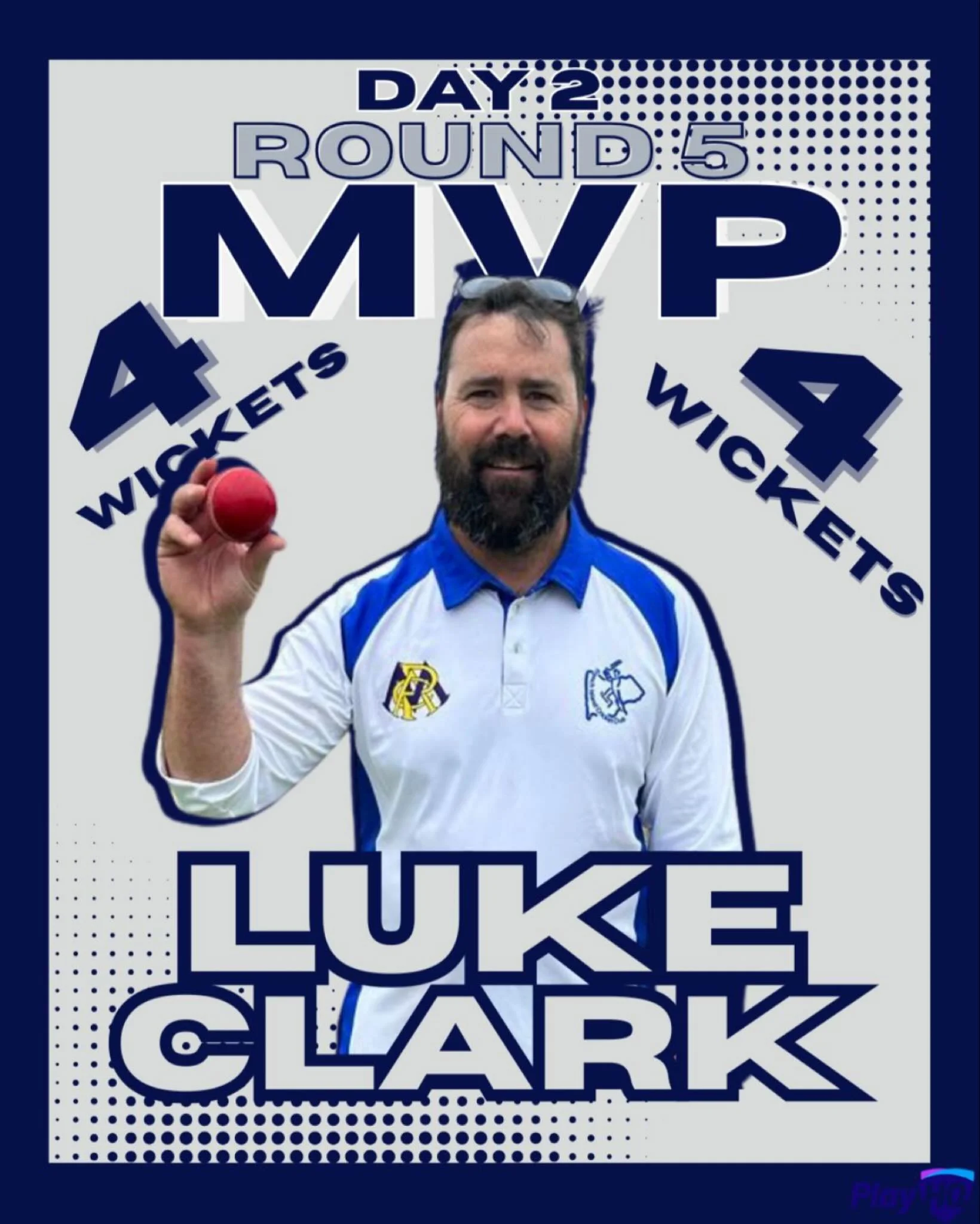 🏆 ROUND 5- DAY 2 MVP LUKE CLARK 

Clarky put together a standout all-round performance that lifted the Island when it mattered.

With the ball, he was on from the start 1/25 off 7 overs with a maiden in the first innings, then backing it up with a b