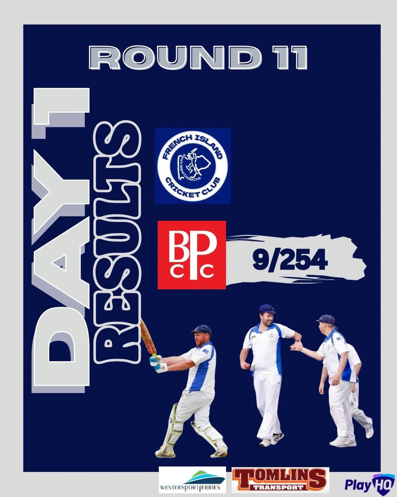 ROUND 11 | DAY 1 RESULT

Baden Powell won the toss and chose to bat first, making 254 in 59 overs.
Our bowlers were outstanding, taking wickets across the board and bowling them out in the final over of the day.

We&rsquo;ll bat next week and look to