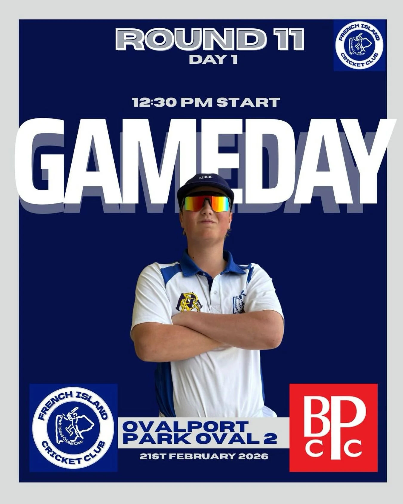GAME DAY &ndash; ROUND 11 | DAY 1 

The boys are back in action tomorrow as we travel to take on Baden Powell in a big two-day clash.

12:30PM Start

A strong first day is the goal, disciplined bowling, sharp in the field and building solid partnersh