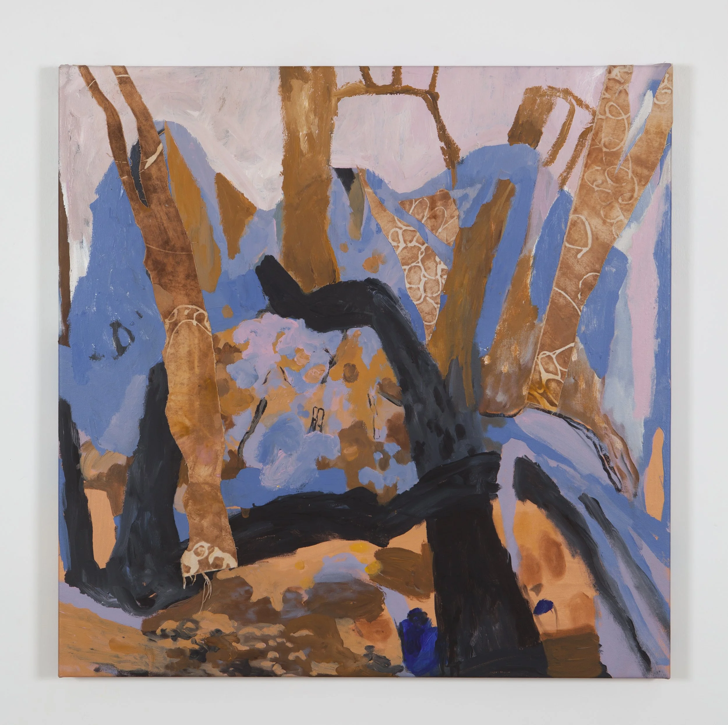 Superb Confusion Amongst Decomposing Limbs, acrylic and earth-stained cotton, on canvas, 86 x86 cm, 2022