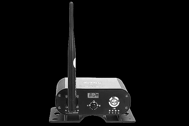 Wireless microphone receiver with an antenna.