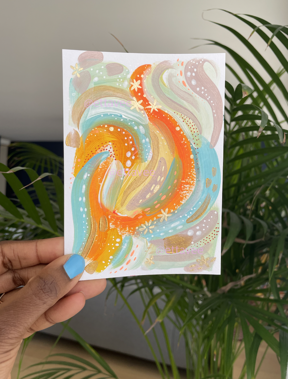 "Color Study no.2" / 4”x6” on mixed media paper - International shipping and tracking included.